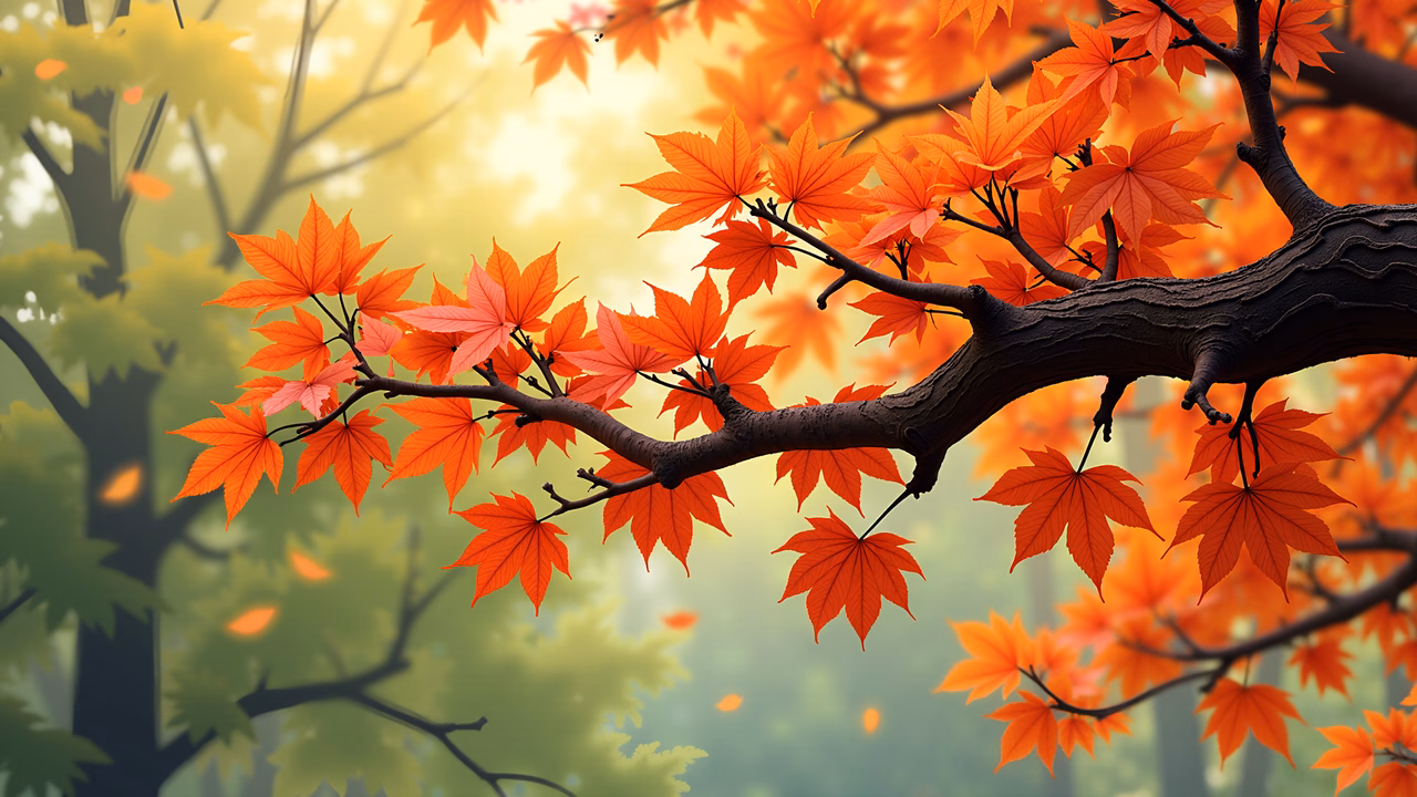 Autumn leaves illustration capturing the warmth and beauty of fall.
