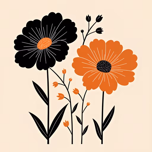 Black and Orange Flowers