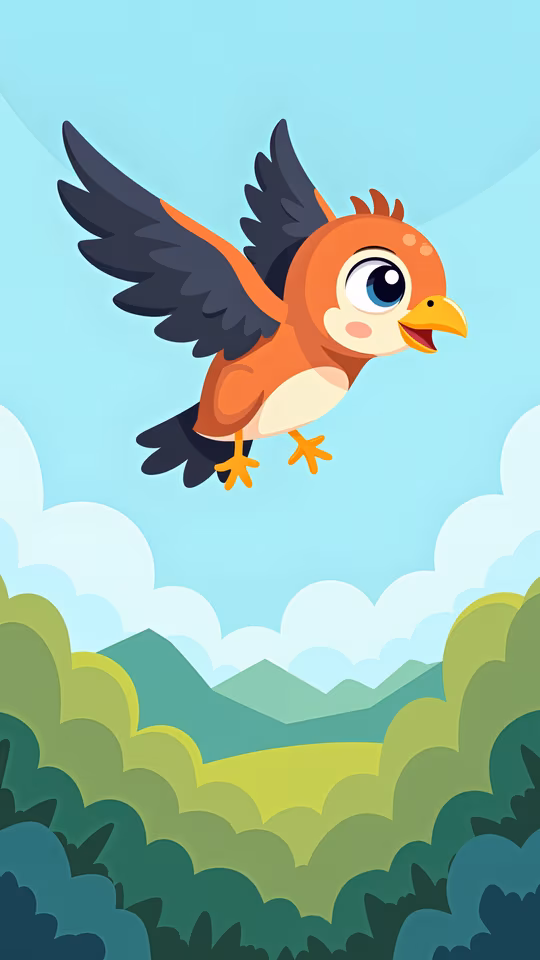 Cartoon Bird in Flight