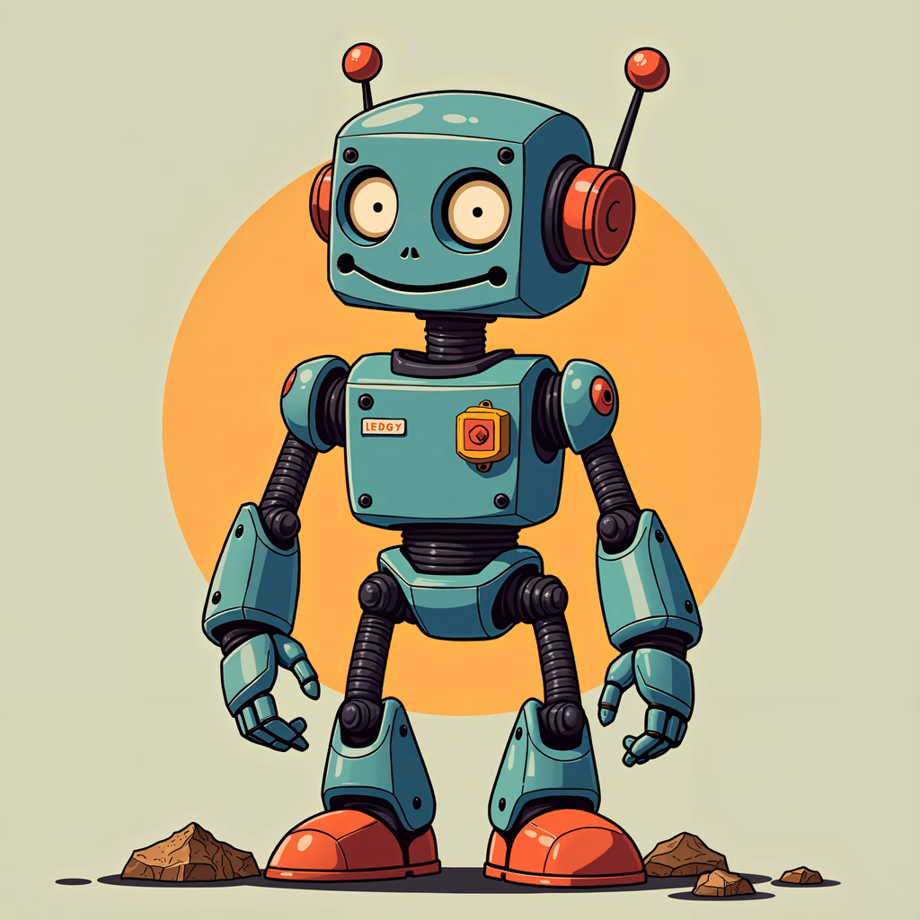A cute, smiling robot with a retro design, perfect for children's art.