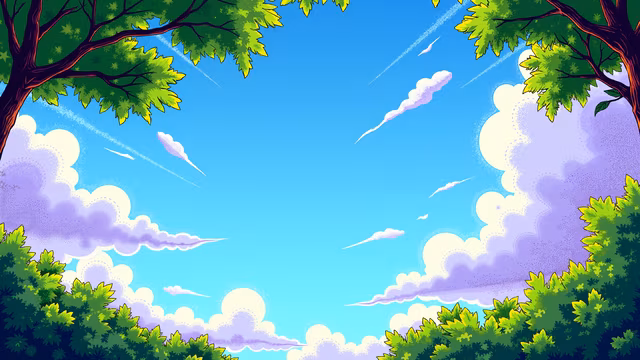 Cartoon Sky with Trees