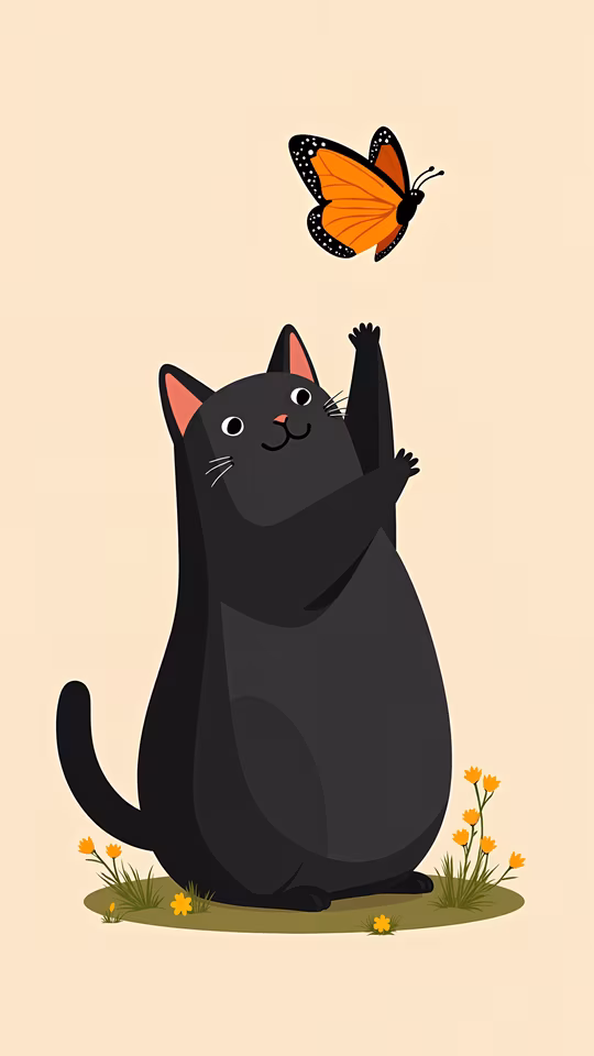 Cat Catching Butterfly