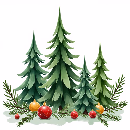 Christmas Pine Trees Illustration