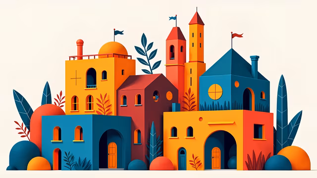 Colorful Village Illustration