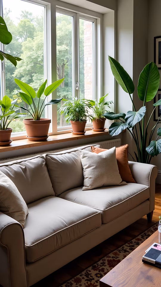 Cozy Living Room with Plants