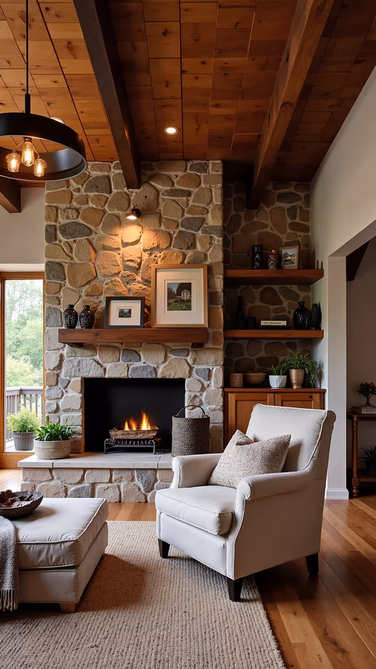 Cozy Stone Fireplace