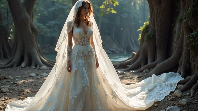 Elegant Bride in Forest