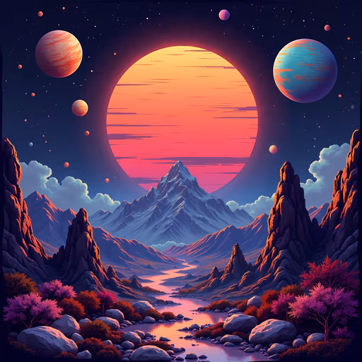 Galactic Landscape Illustration