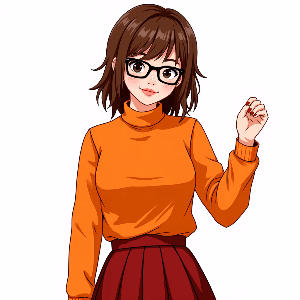 Confident girl in stylish outfit, modern illustration.
