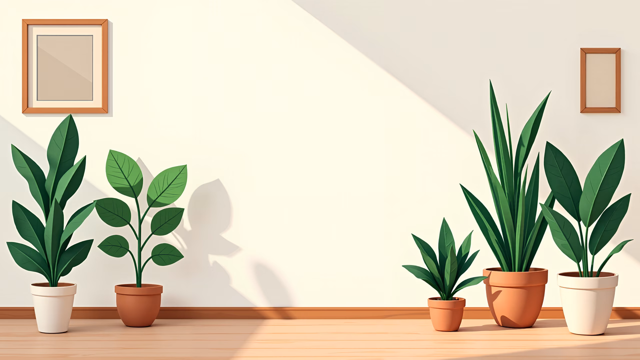 A tranquil indoor setting with colorful plants and soft lighting.