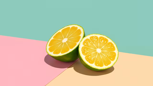Lemon Halves on Color Block