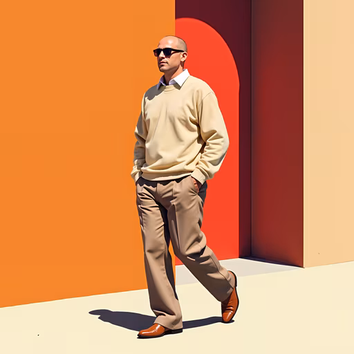 Man Walking in Colorful Geometry