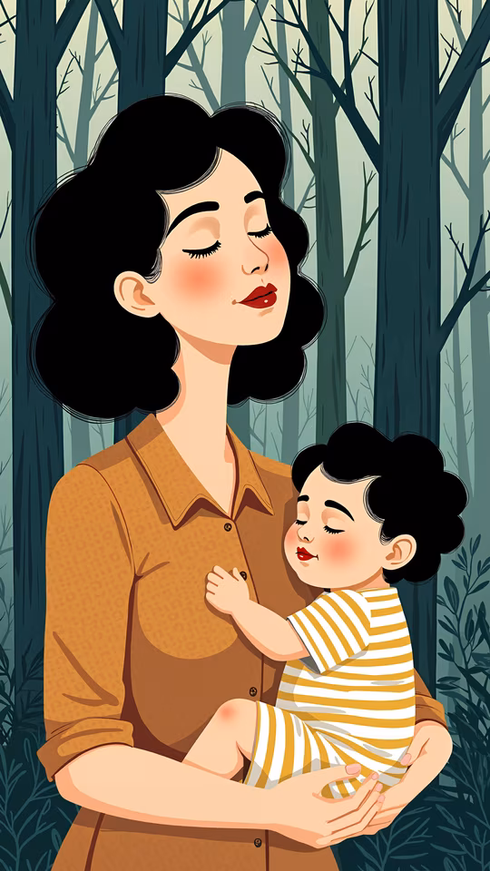 Mother and Child Illustration