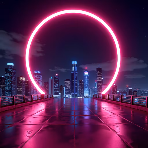 Neon Circle Cityscape