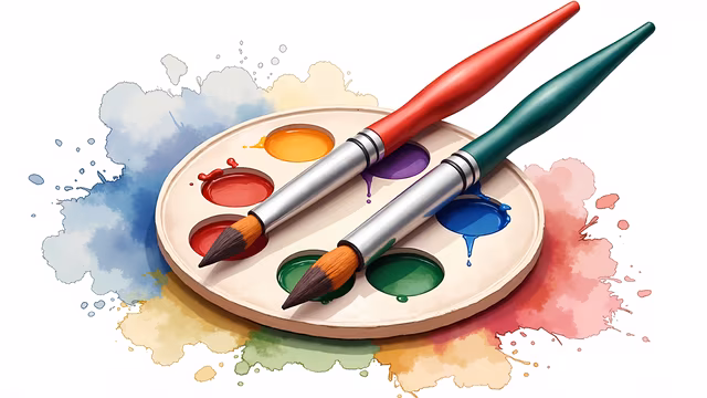Paint Palette with Brushes