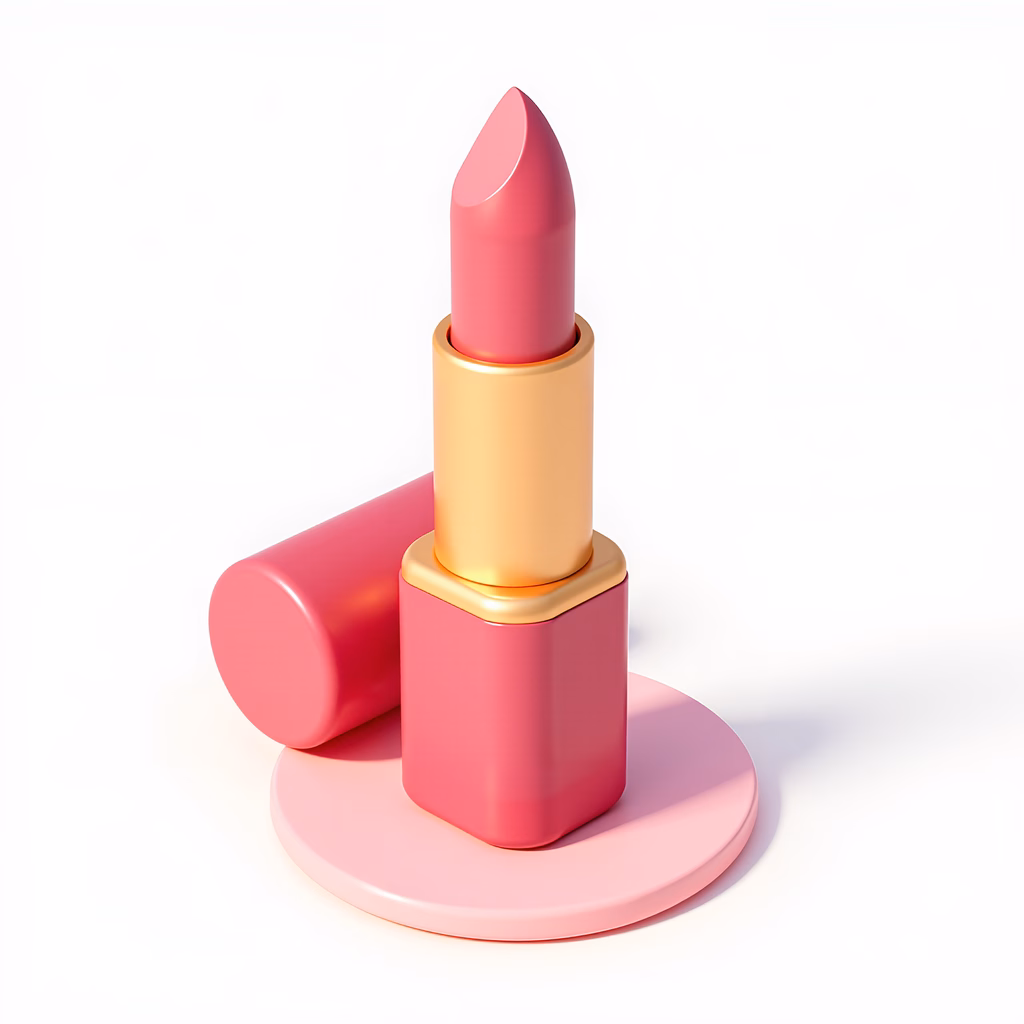 Minimalist pastel pink lipstick illustration