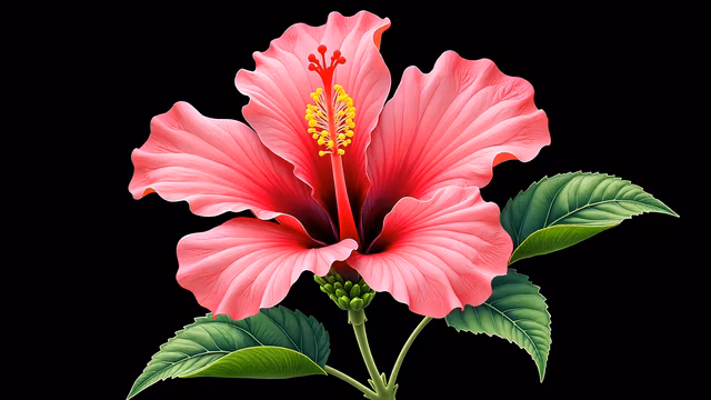 Pink Hibiscus Illustration