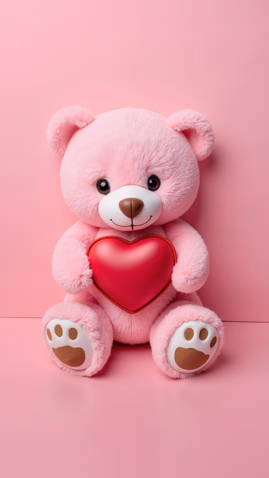 Pink Teddy Bear Holding Heart
