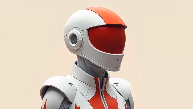 Red and White Futuristic Helmet
