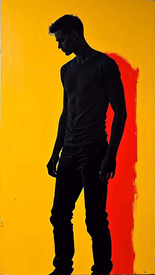 Silhouette Against Yellow and Red