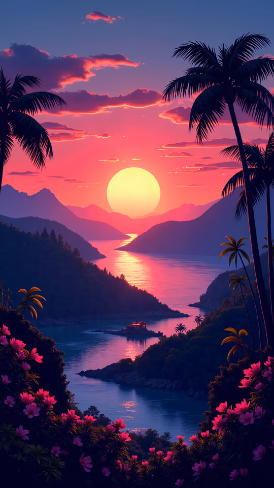 Sunset Over Tropical Paradise