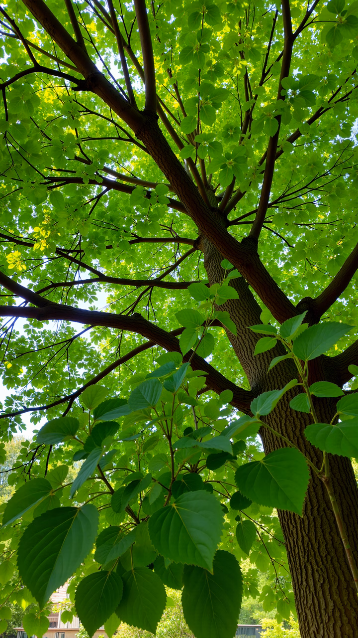 A serene view of a tree's leafy canopy, bathed in natural light.