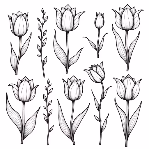 Tulips in Black and White