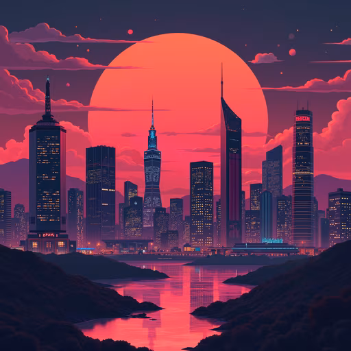 Urban Sunset Illustration