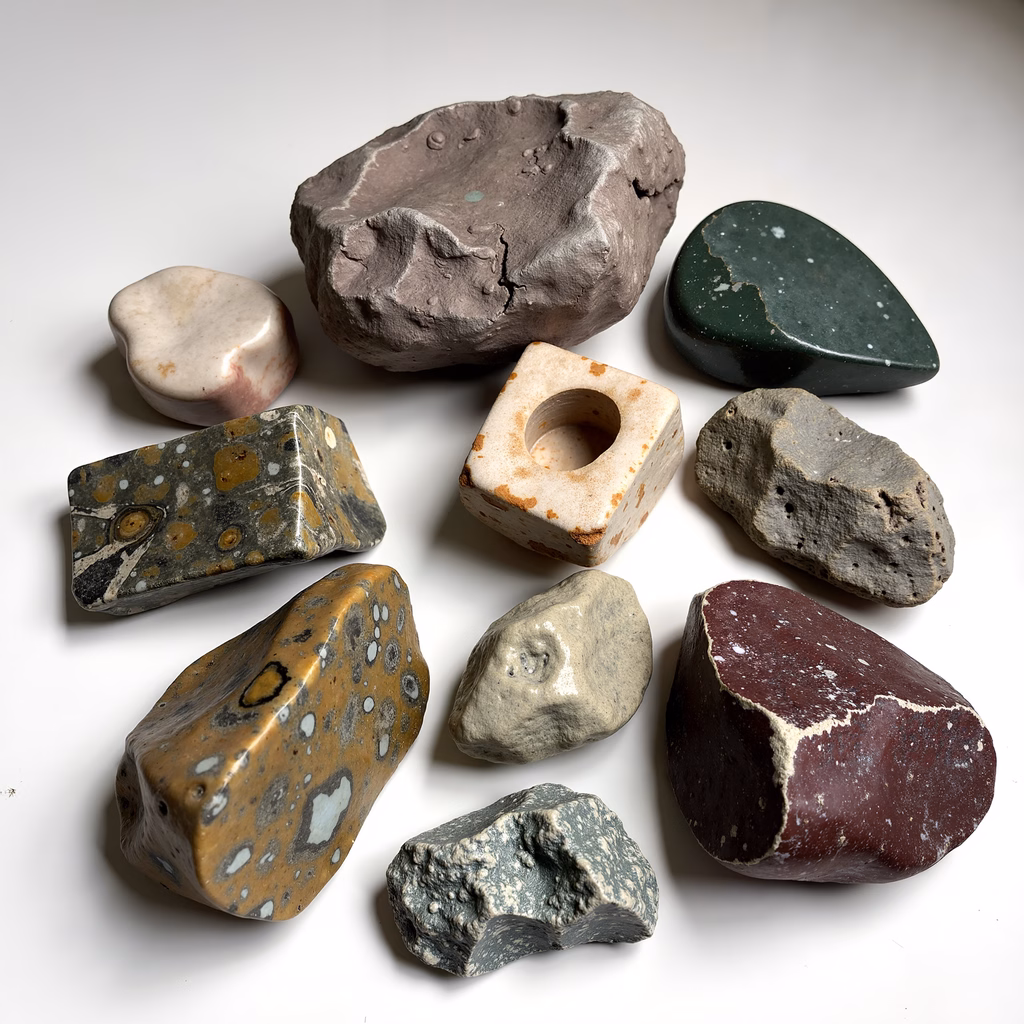 A collection of stones with diverse shapes and colors, showcasing their natural beauty.