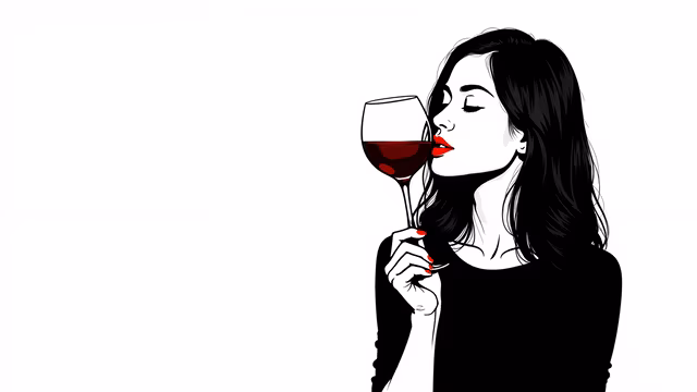 Woman Drinking Wine Illustration