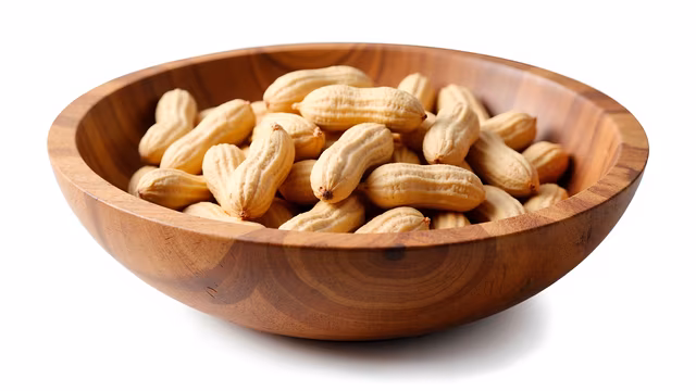 Wooden Bowl of Peanuts