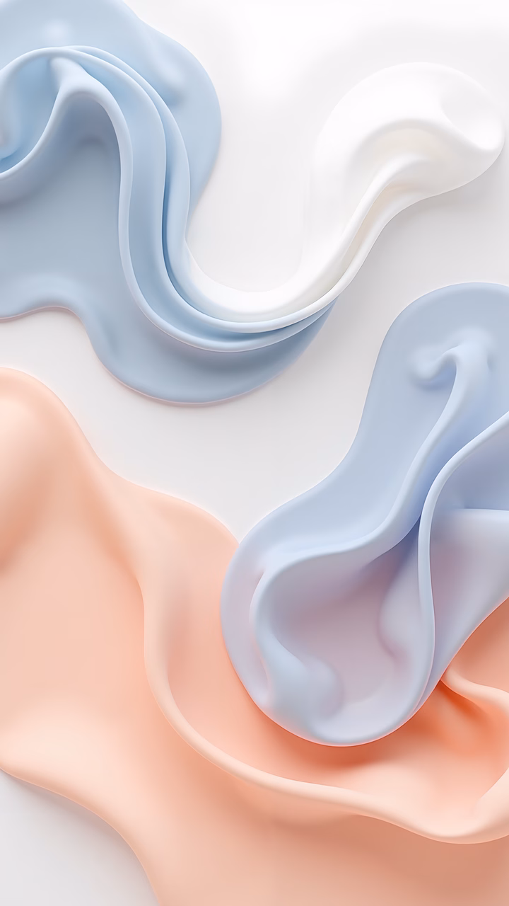 Minimalist abstract illustration with flowing pastel shapes, evoking tranquility and elegance.