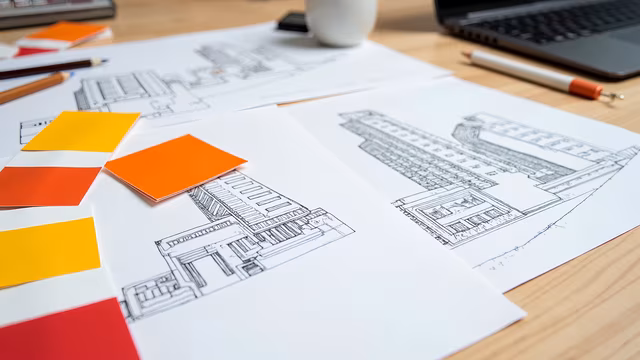 Architectural Sketches and Color Swatches