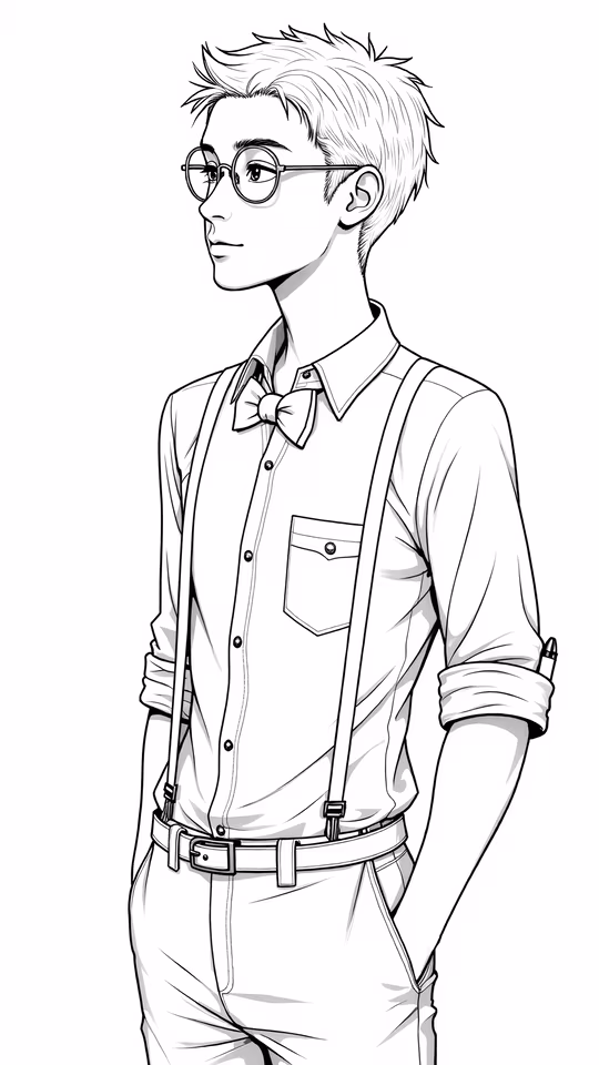 Boy with Glasses and Suspenders