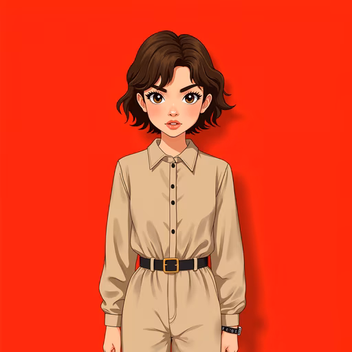 Cartoon Girl in Khaki