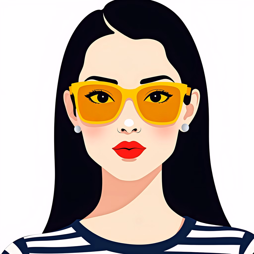 Bold fashion illustration with striking colors and a confident vibe.