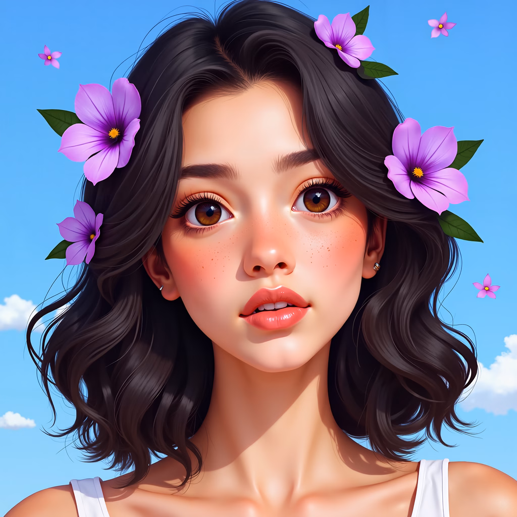 A serene floral portrait with a dreamy atmosphere.