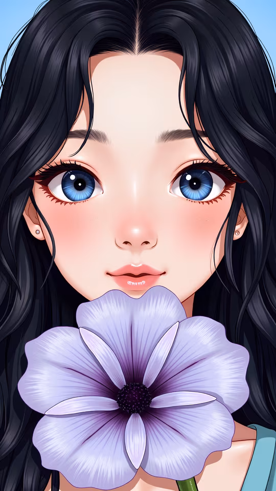 Girl Holding Purple Flower