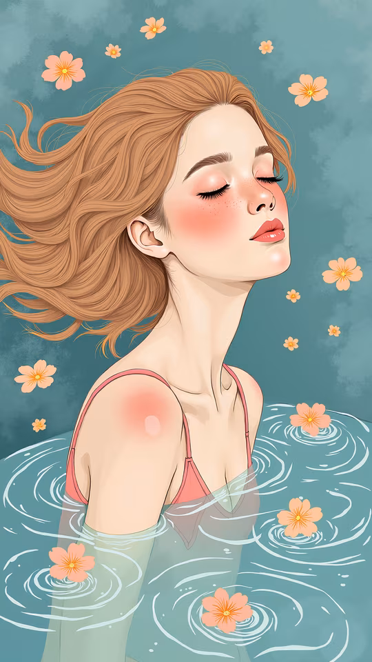 Girl in Water Illustration