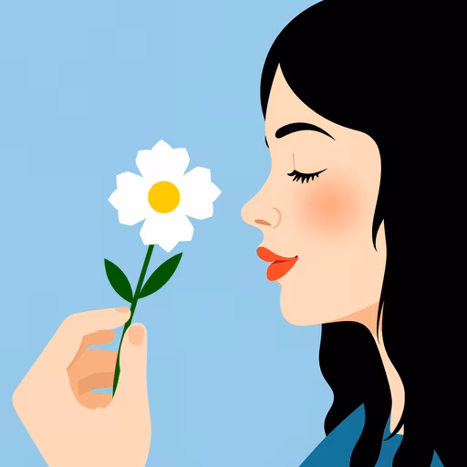 Girl Smelling Flower