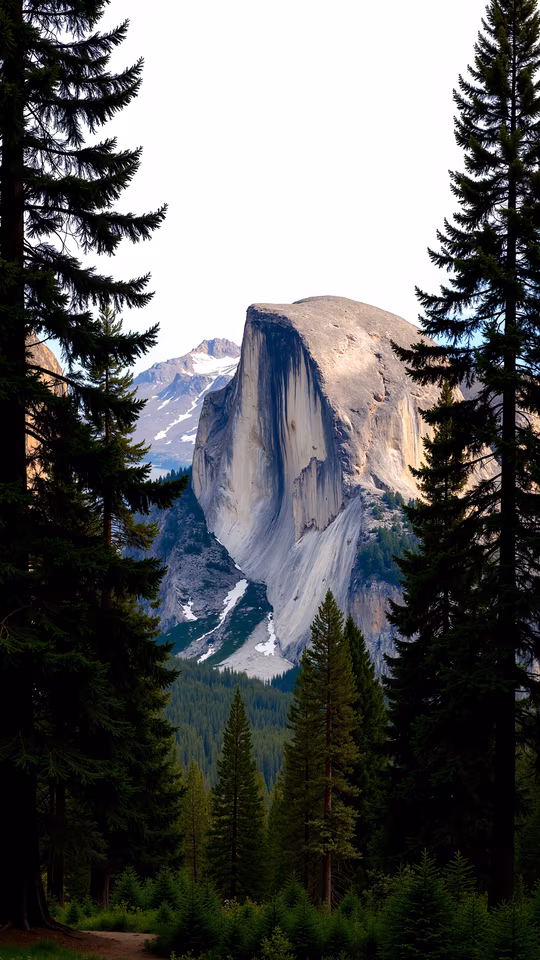 Half Dome Framed by Trees