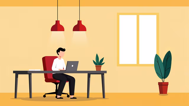 Man Working in Minimalist Office
