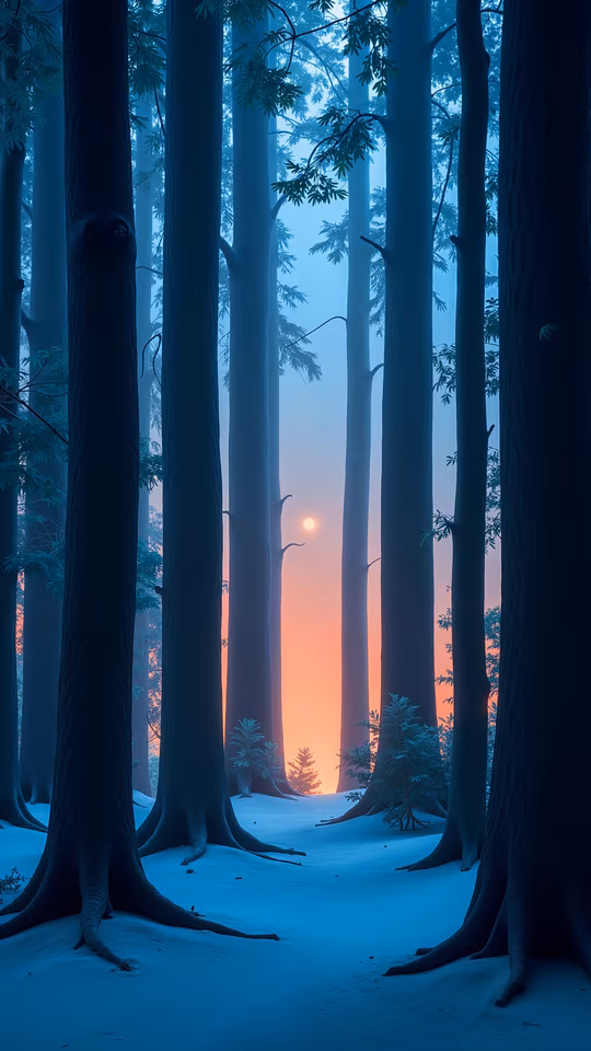 Misty Forest Sunset