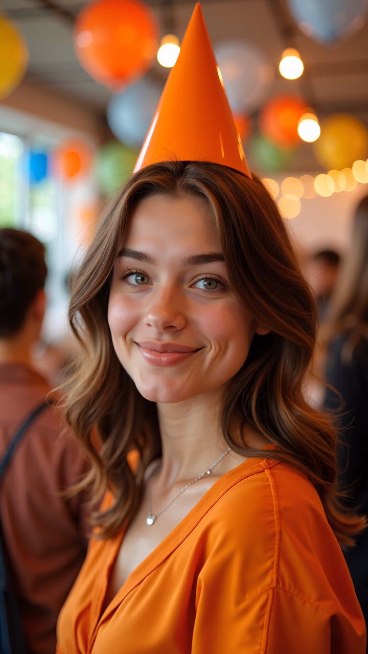 Brightly colored balloons and festive lights create a cheerful party atmosphere.