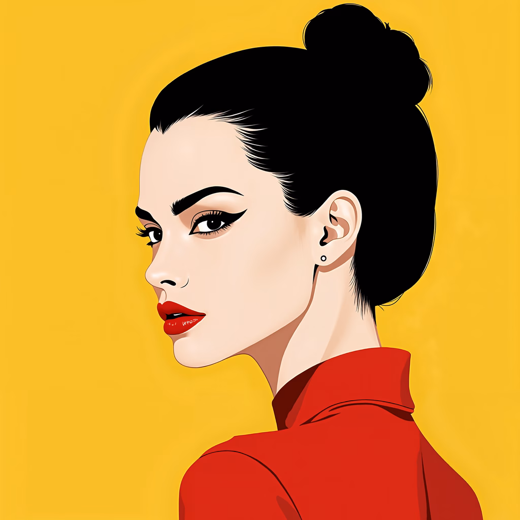 Bold pop art portrait with vibrant colors and clean lines.