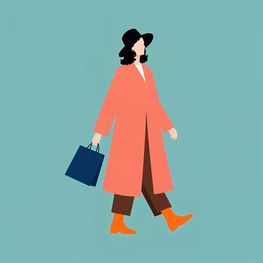 Woman Walking with Shopping Bag