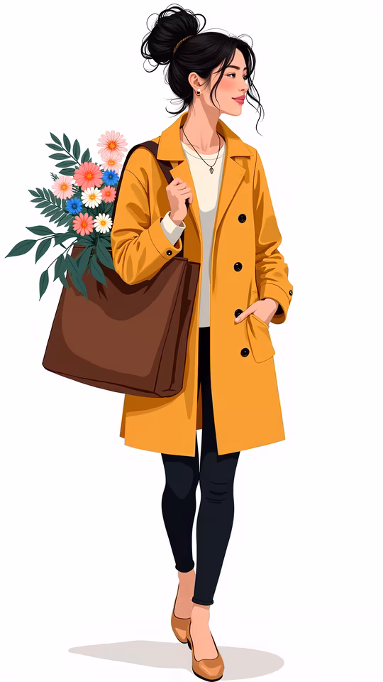 Woman with Flowers Illustration