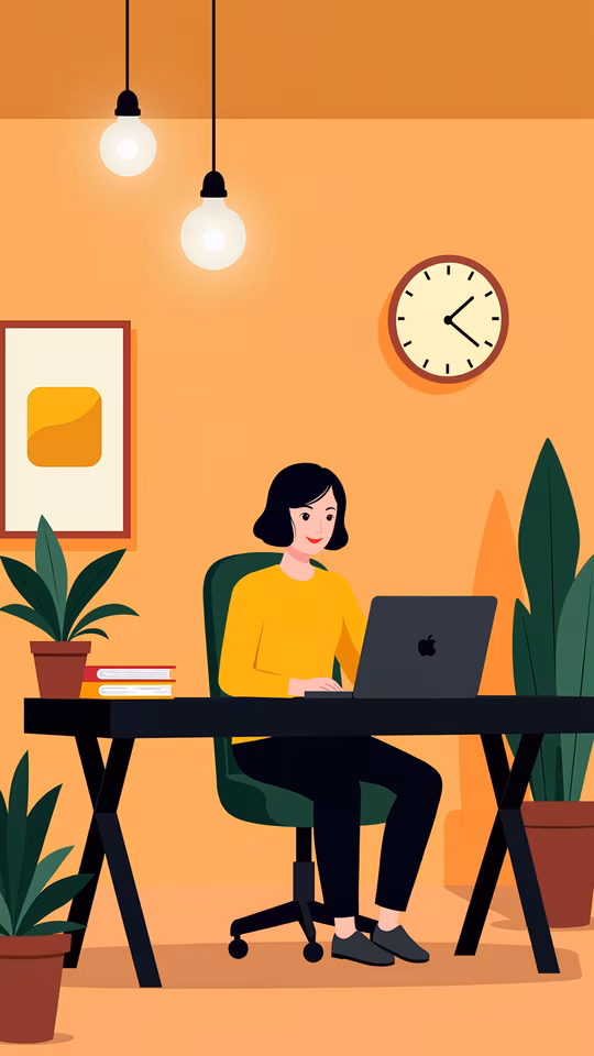 Woman Working Illustration