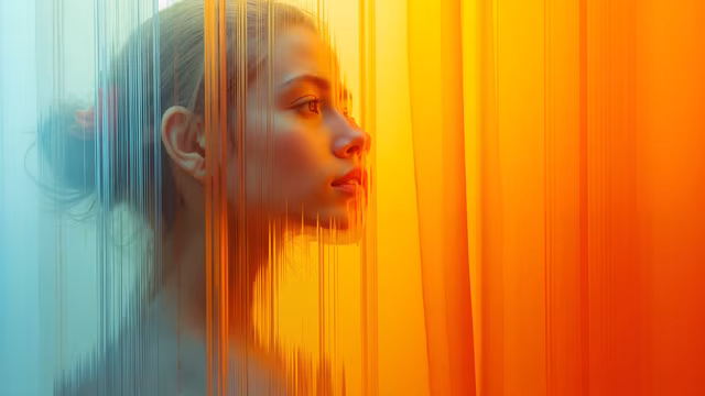 Abstract Portrait with Colorful Lines