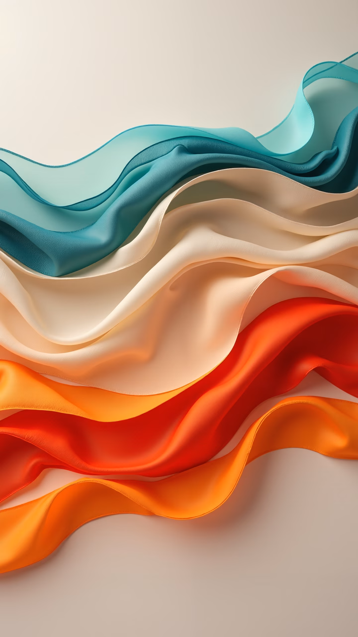 Vibrant, flowing ribbons in a spectrum of colors create a dynamic and fluid abstract artwork.
